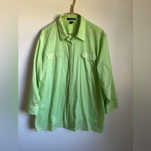 Lauren Ralph Lauren Womens Button Up
Shirt 3X Green - Picture 1 of 10